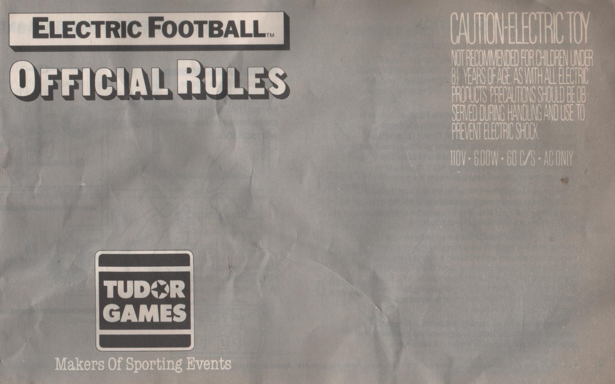 1985 Tudor Electric Football Cover