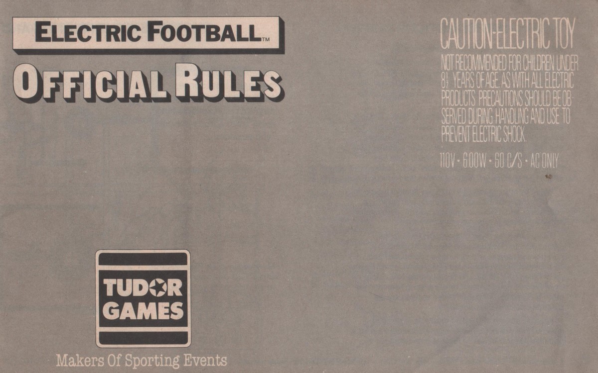 1986 Tudor Electric Football Cover