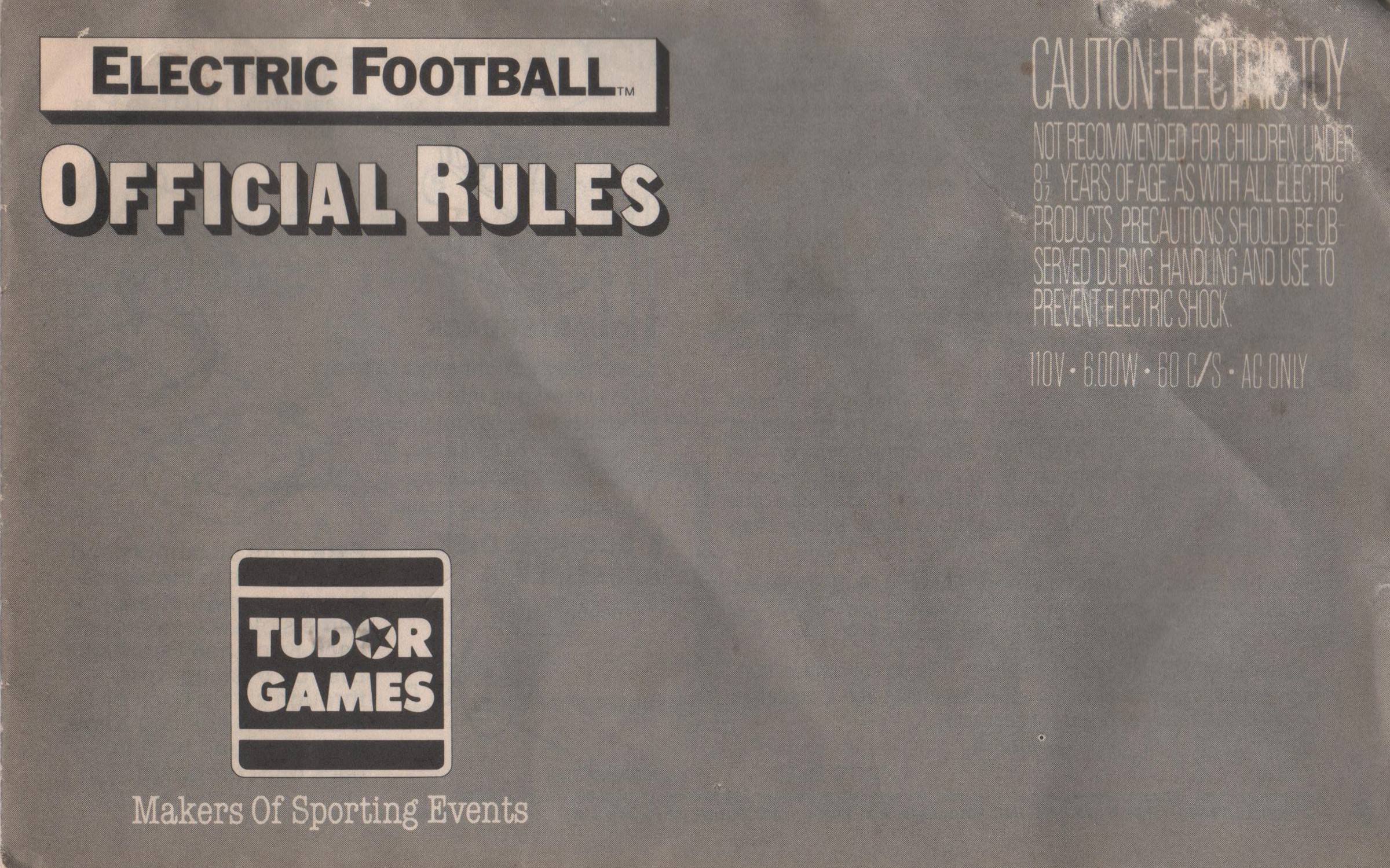 1980 Tudor Electric Football Cover 2